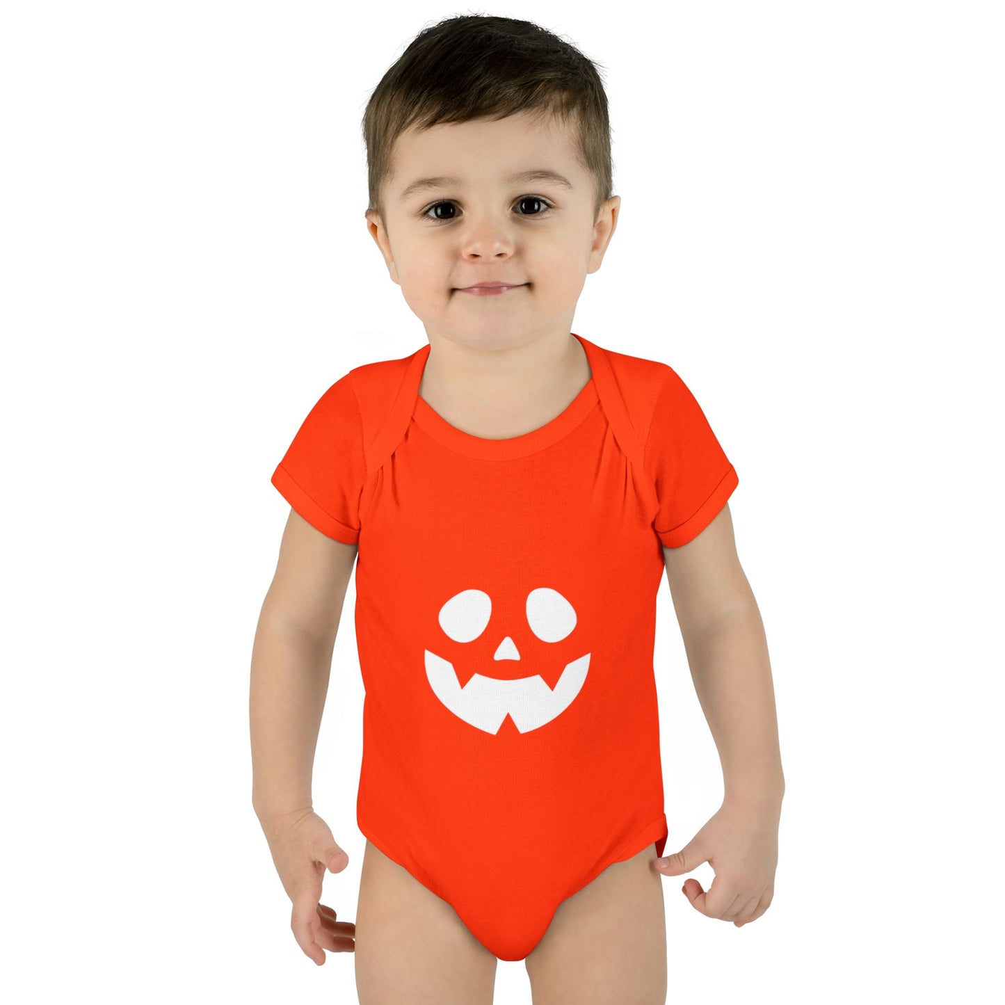 Halloween Baby Bodysuit with Pumpkin Face (White)