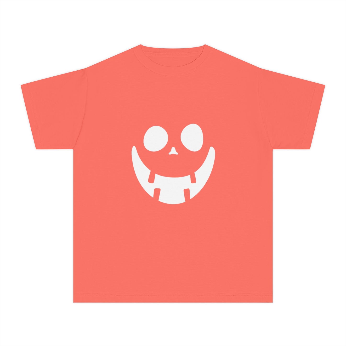 Youth Midweight Tee with Playful Face Design (White)