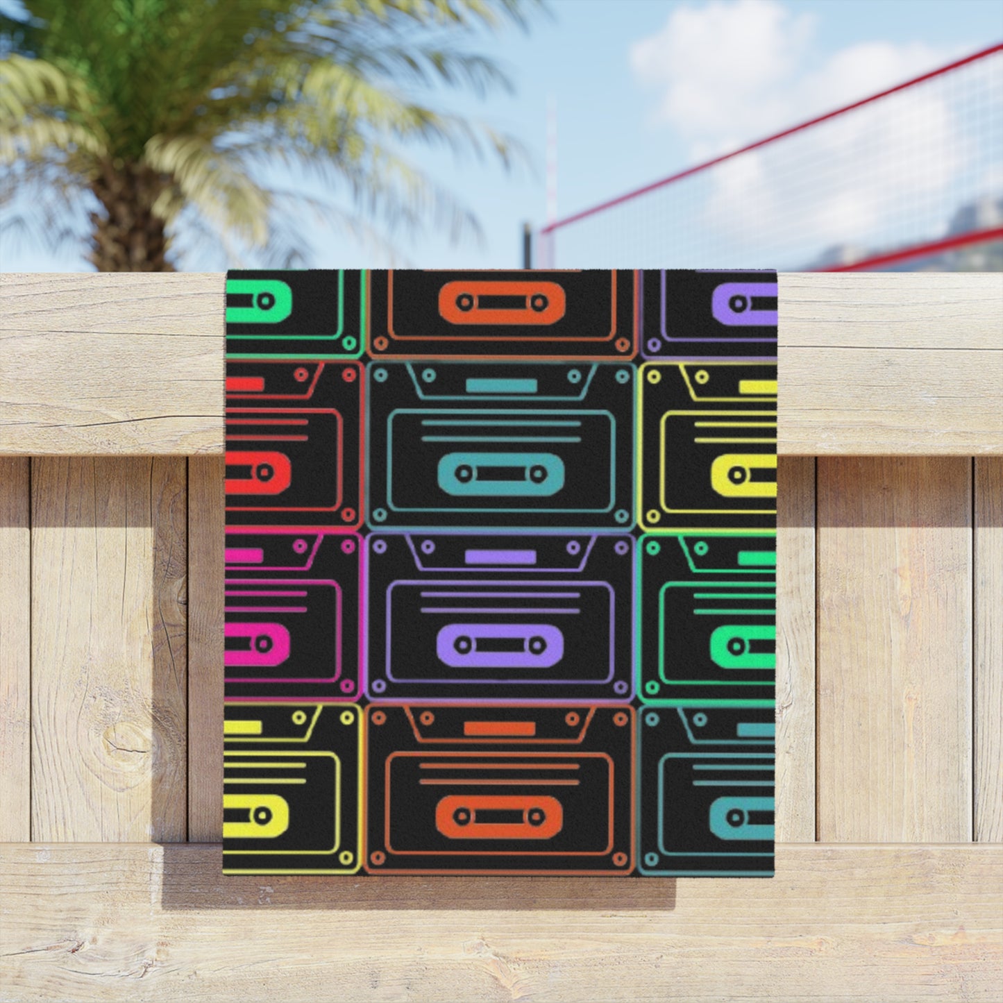 Colorful Retro Cassette Tape Beach Towels