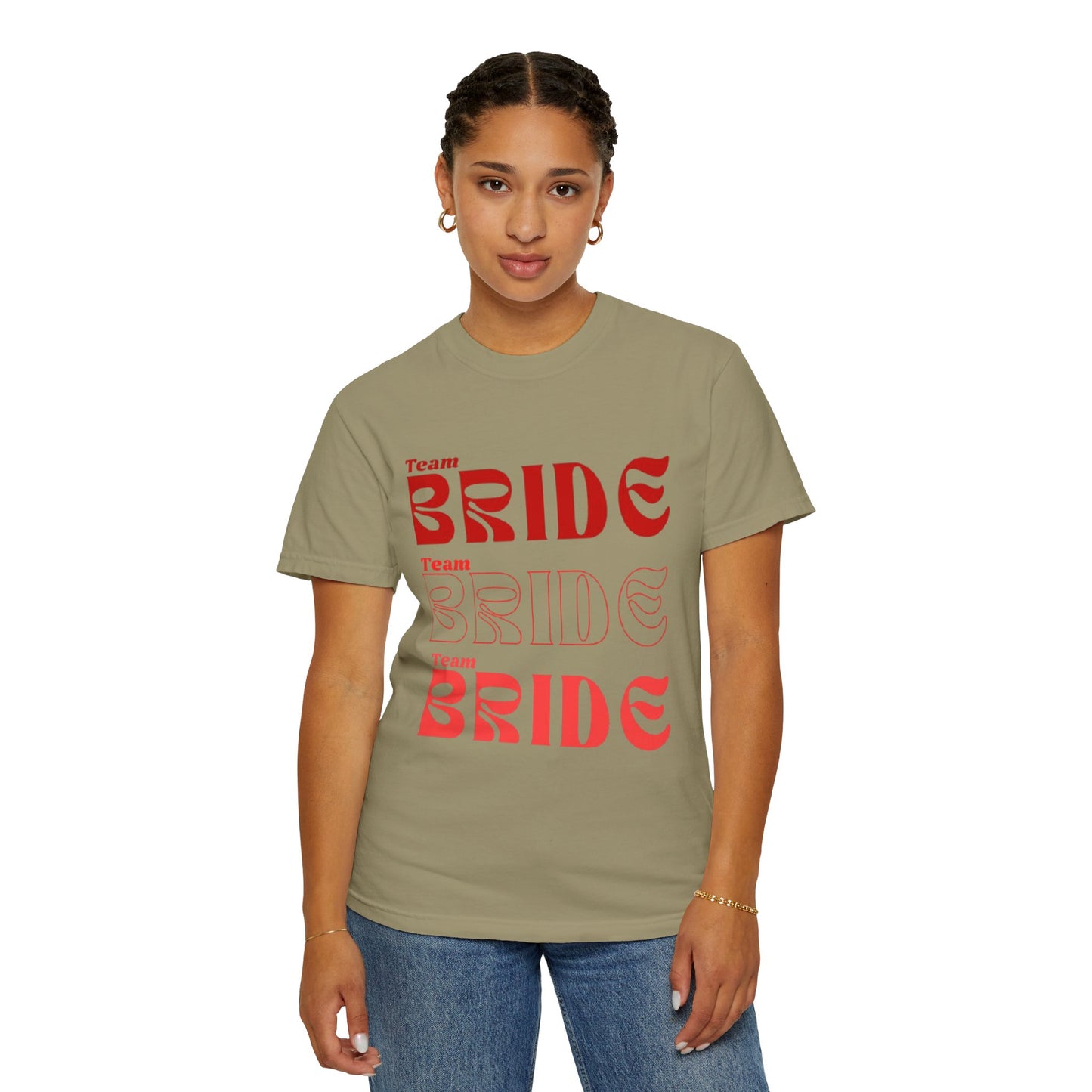 Team Bride Red Text Tshirt