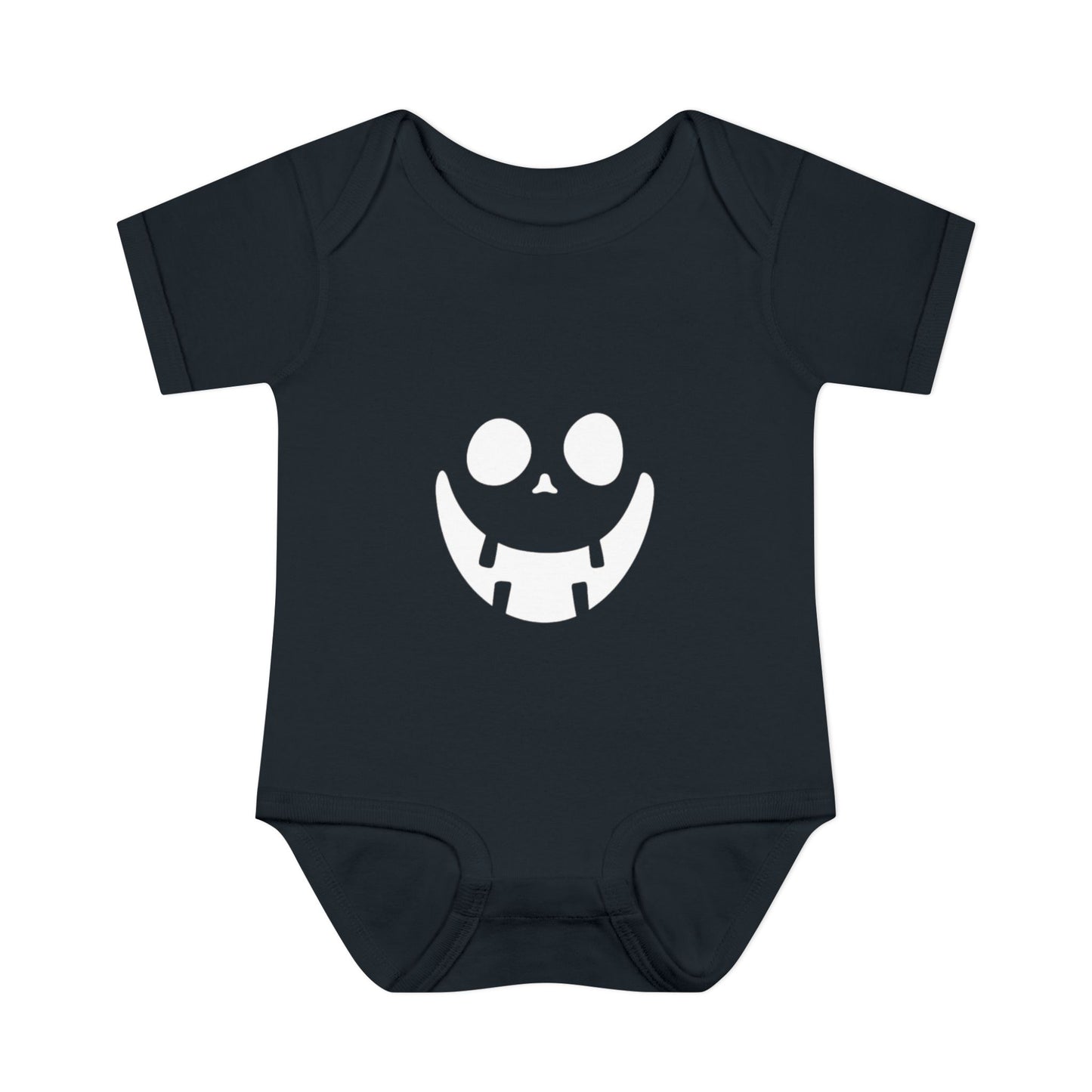 Infant Bodysuit with Playful Face Design (White)
