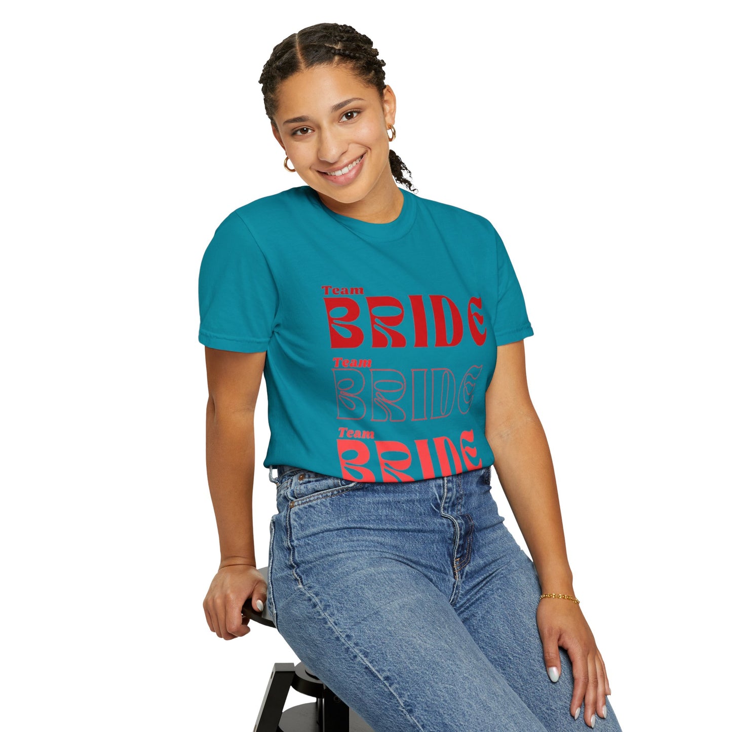 Team Bride Red Text Tshirt
