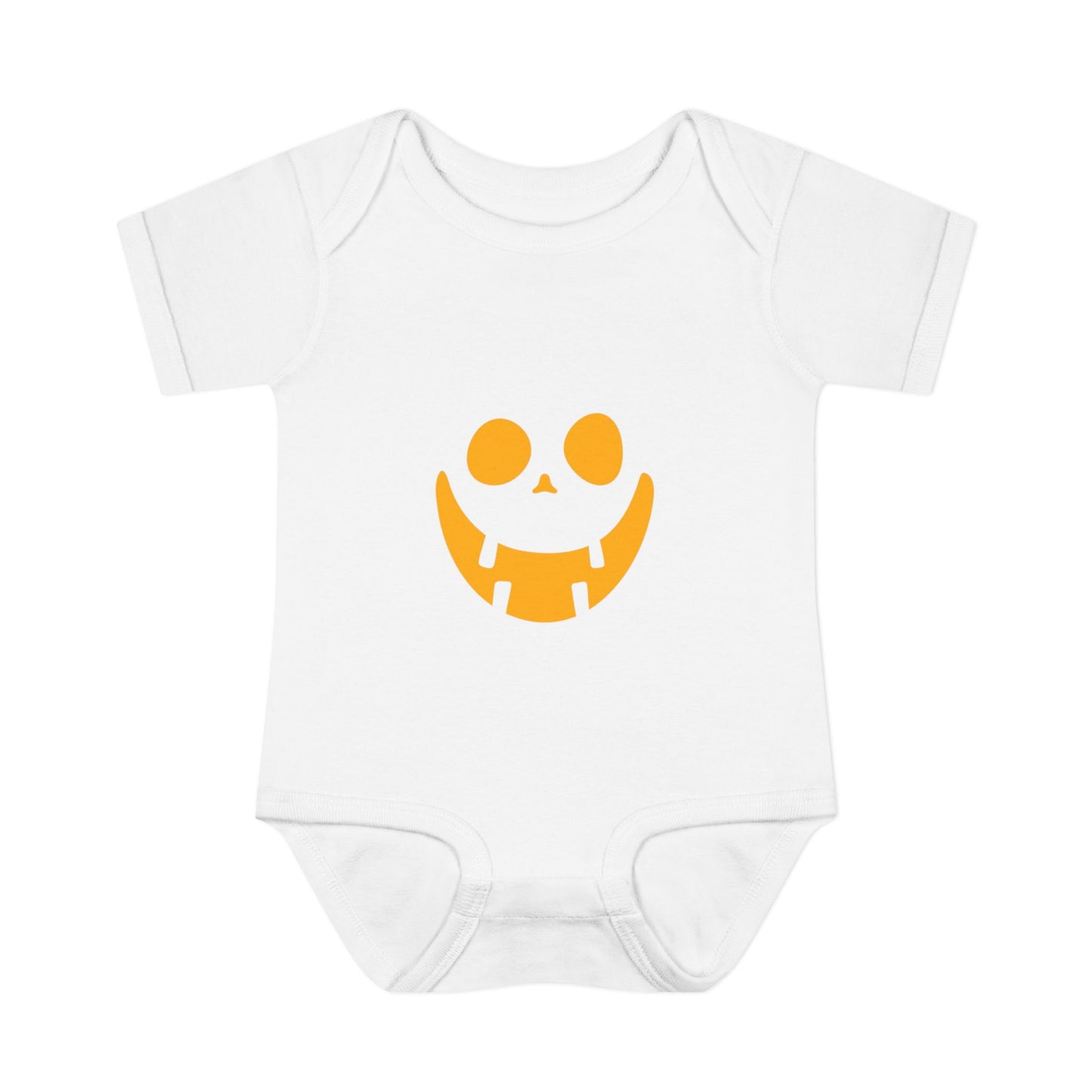 Infant Bodysuit with Playful Face Design (Orange)