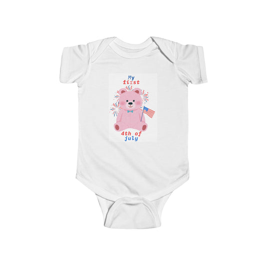 My First 4th of July Bodysuit: Pink Bear Baby Outfits