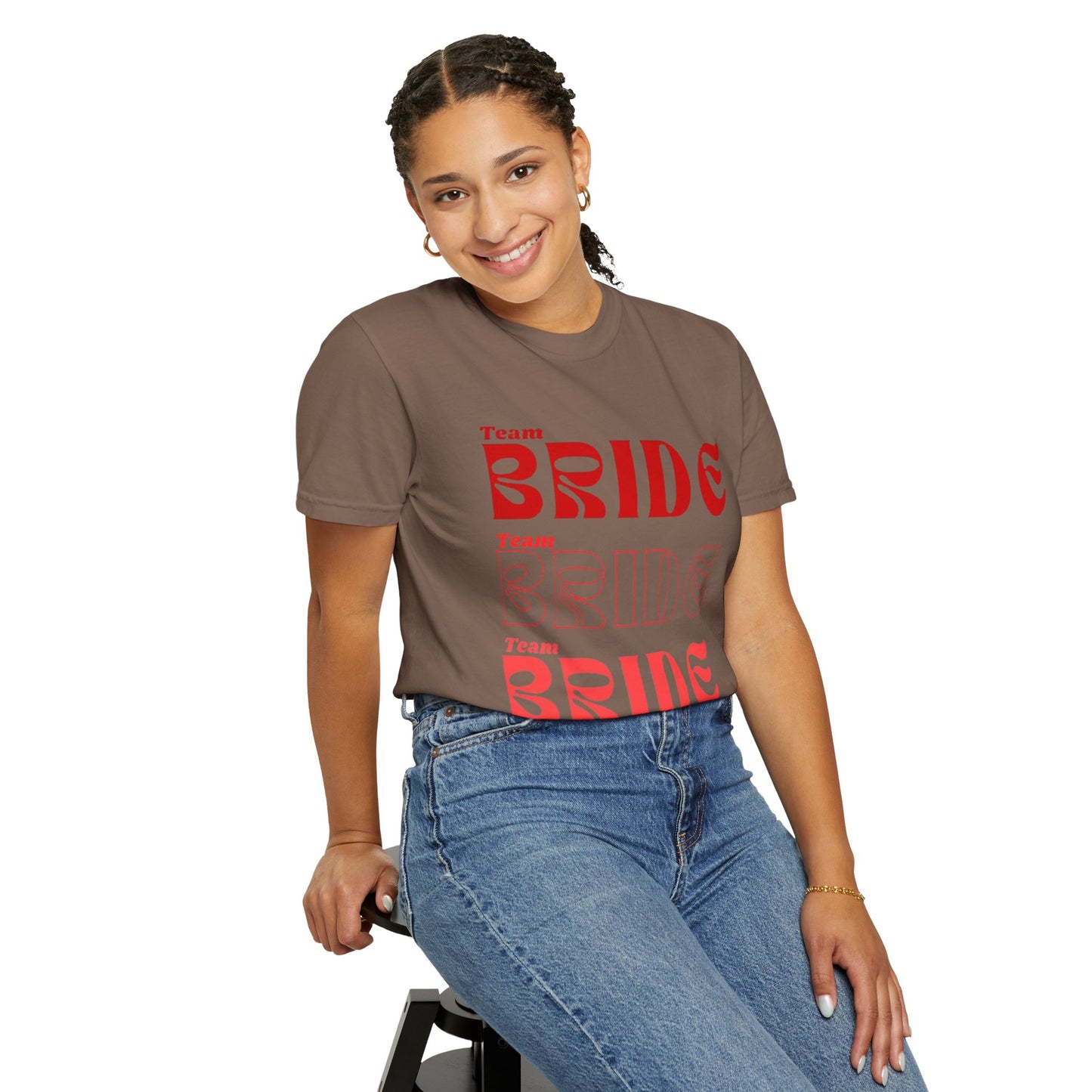 Team Bride Red Text Tshirt