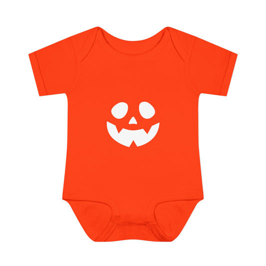 Halloween Baby Bodysuit with Pumpkin Face (White)