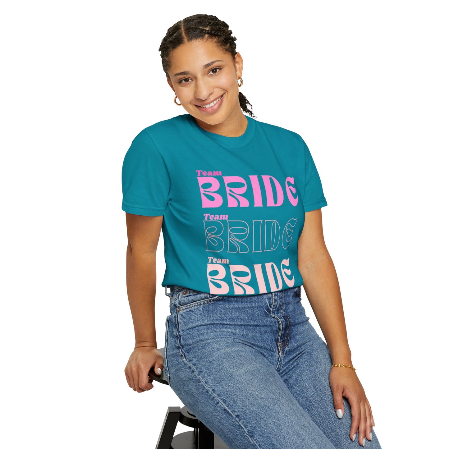 Team Bride Pink Text Tshirt