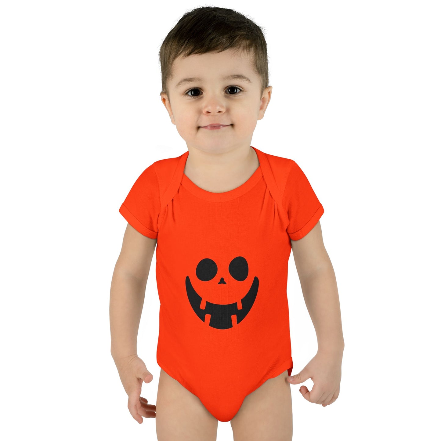 Infant Bodysuit with Playful Face Design (Black)