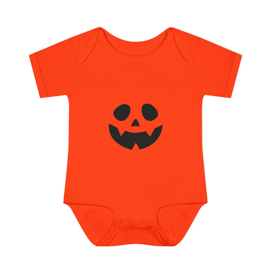 Halloween Baby Bodysuit with Pumpkin Face (Black)