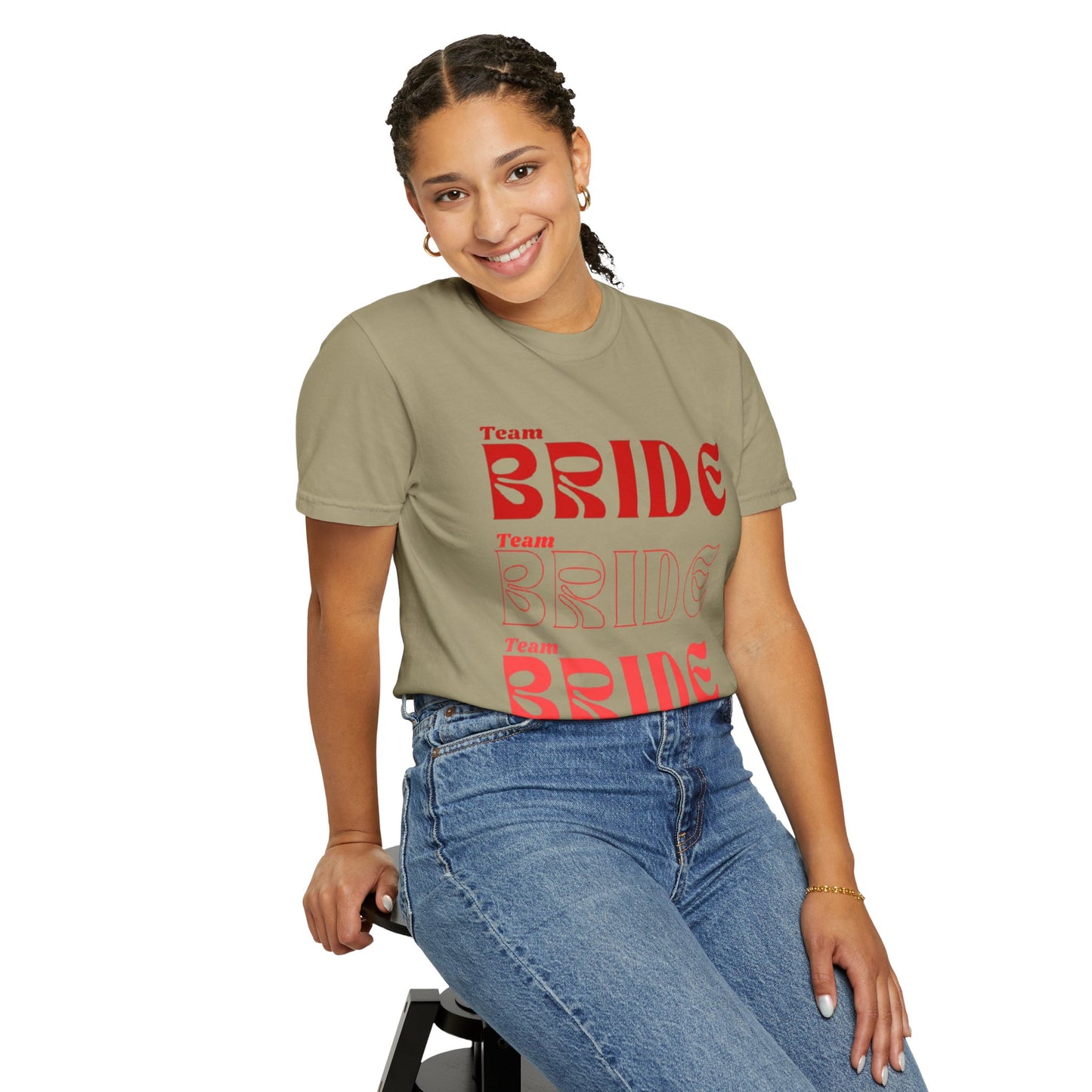 Team Bride Red Text Tshirt