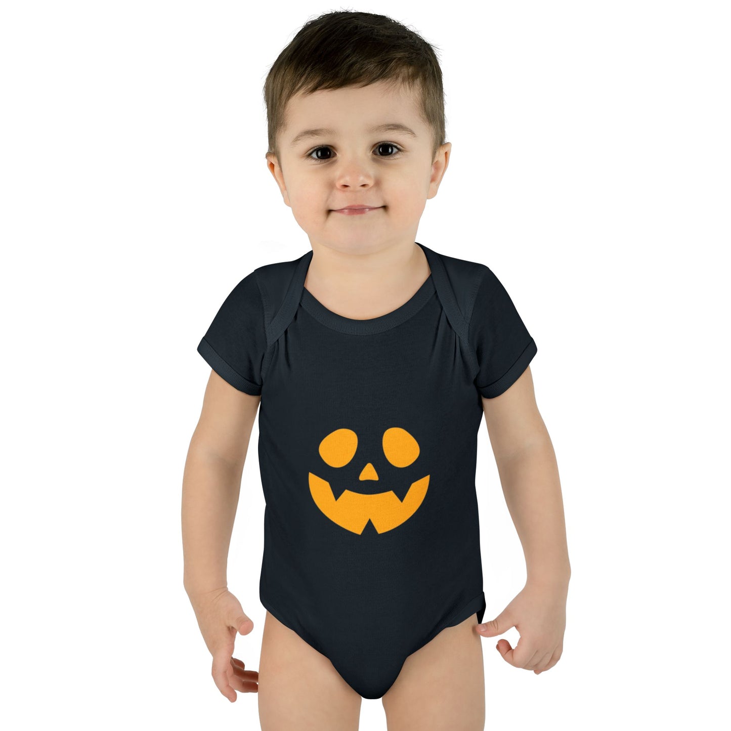 Halloween Baby Bodysuit with Pumpkin Face (Orange)
