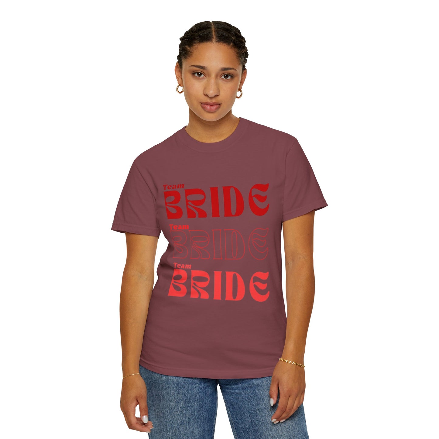 Team Bride Red Text Tshirt