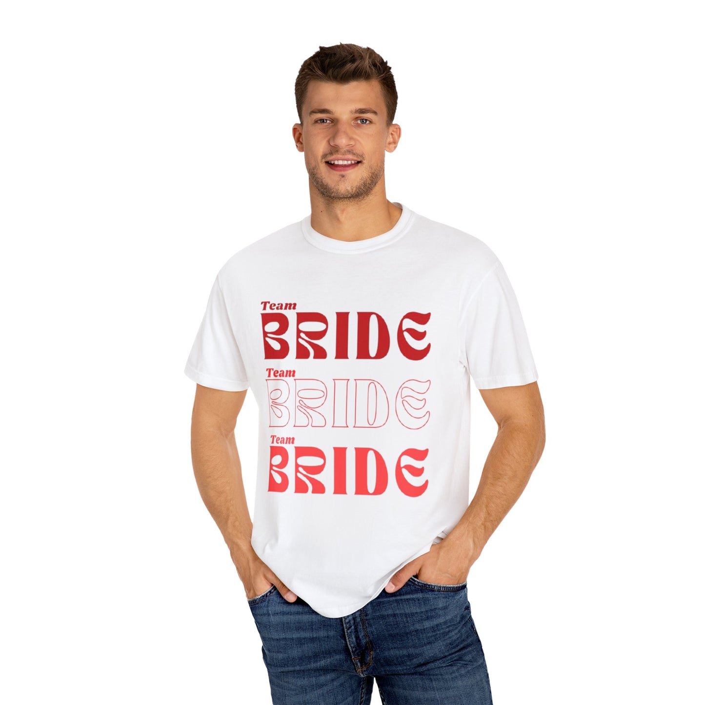 Team Bride Red Text Tshirt