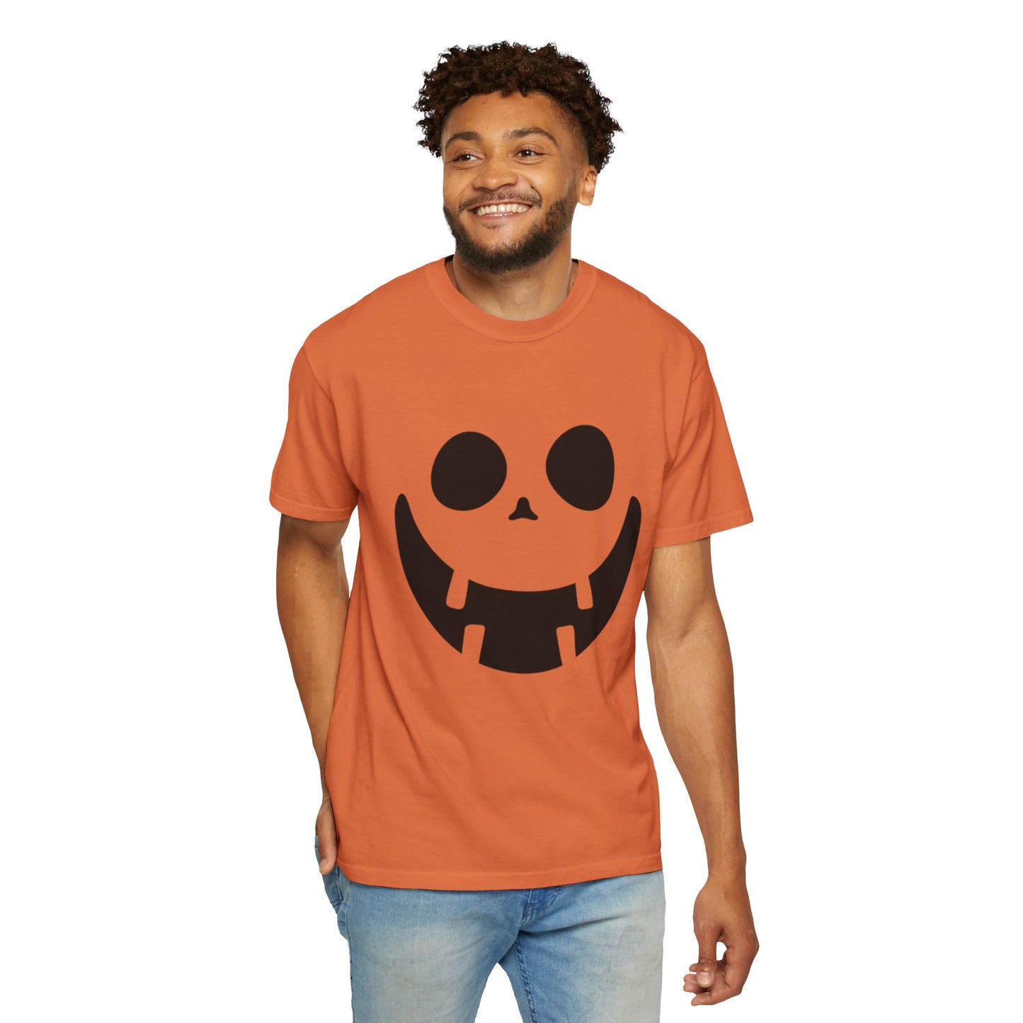 Smiley Face Halloween T-shirt (Black) - Unisex Garment-Dyed Tee