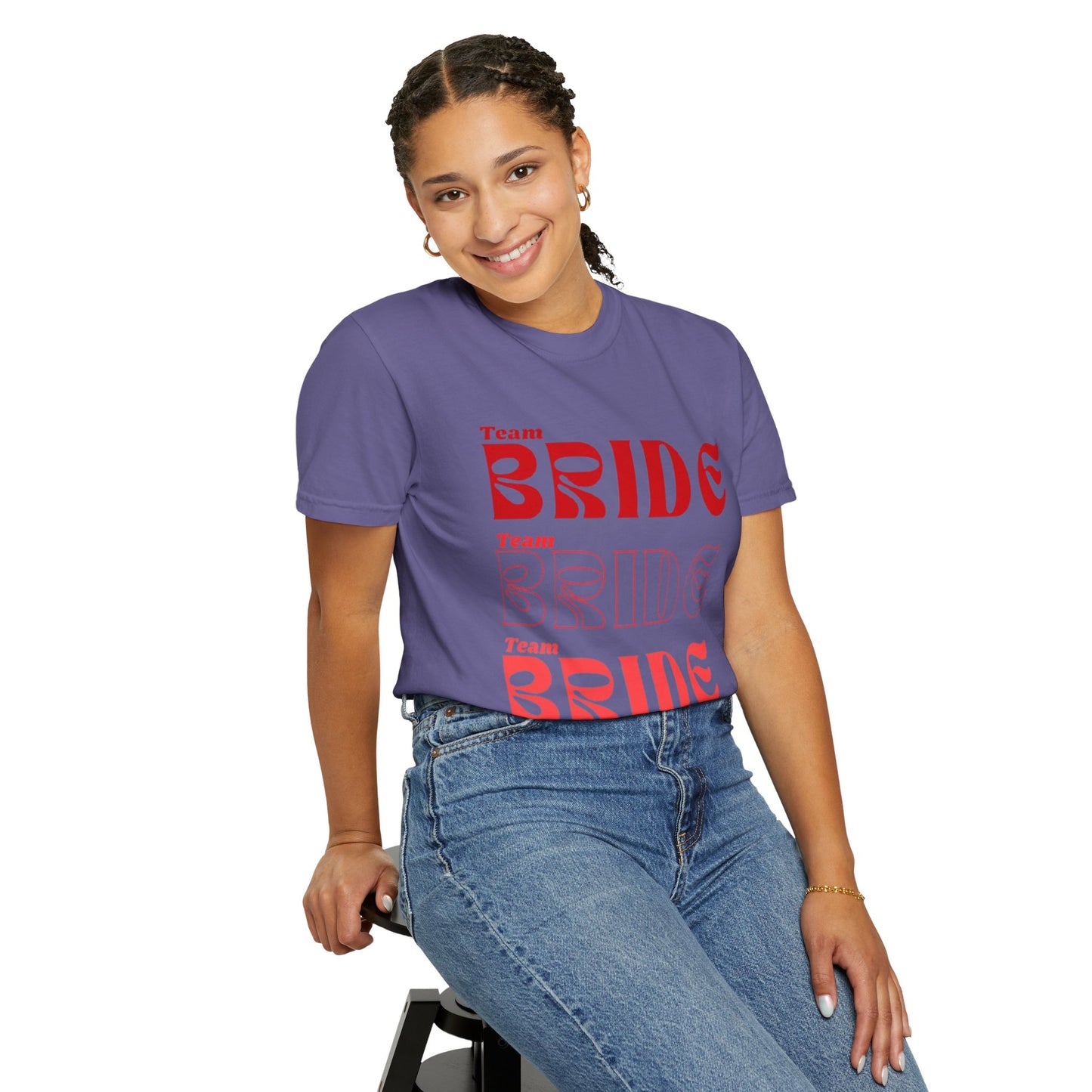Team Bride Red Text Tshirt