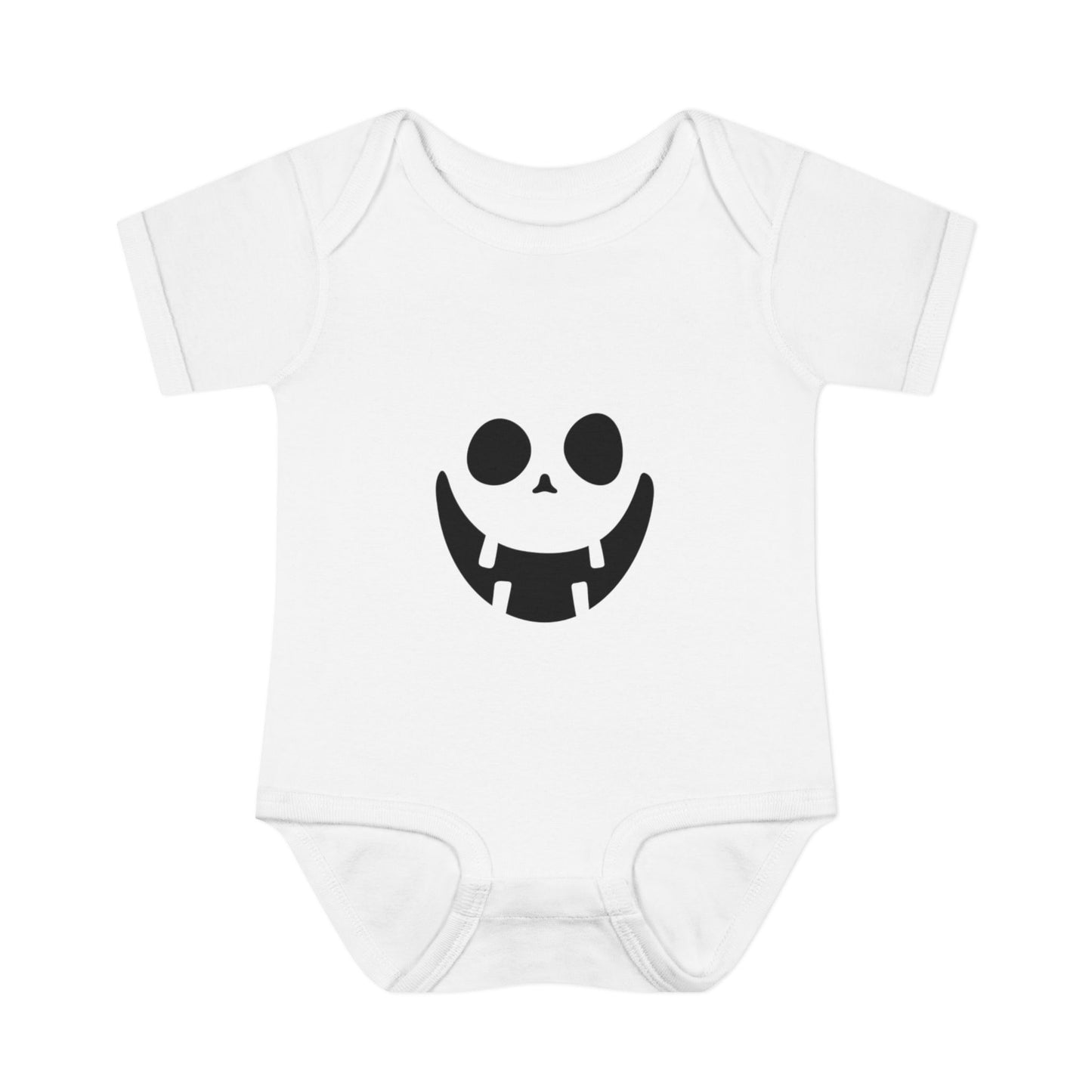 Infant Bodysuit with Playful Face Design (Black)