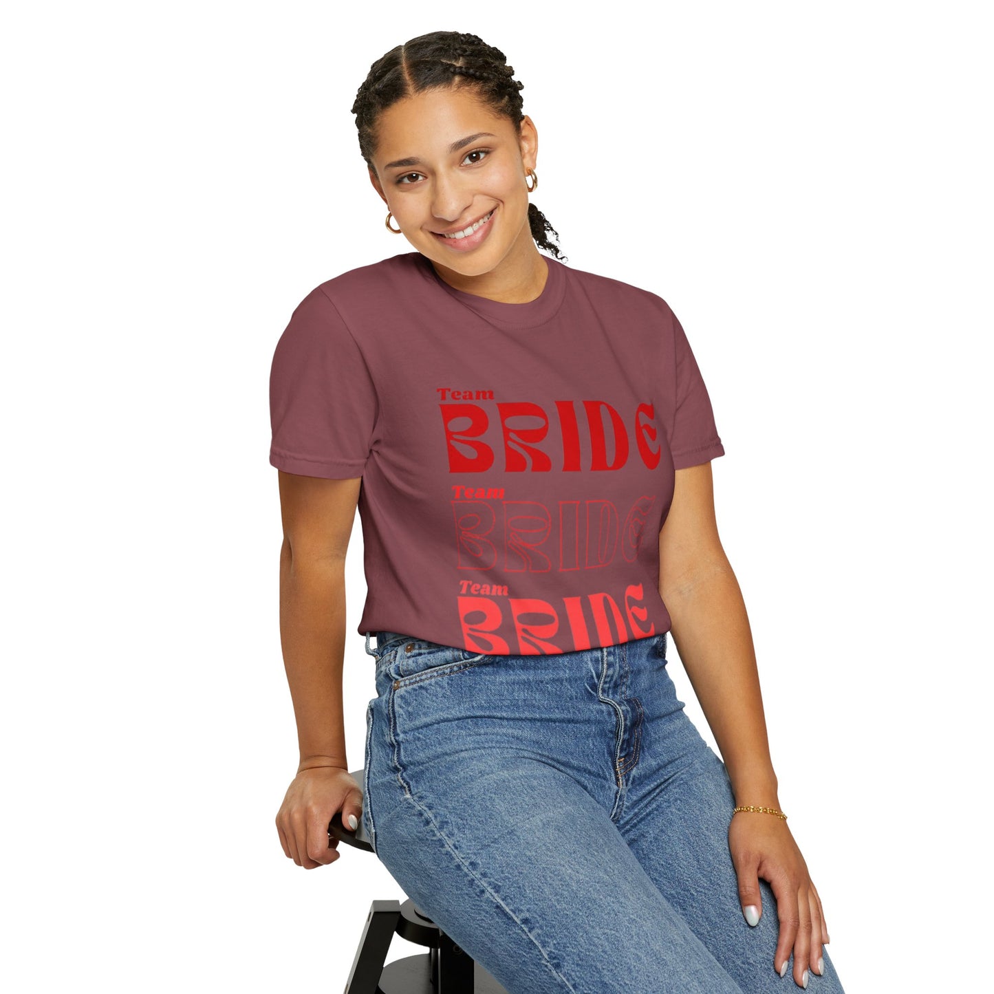 Team Bride Red Text Tshirt