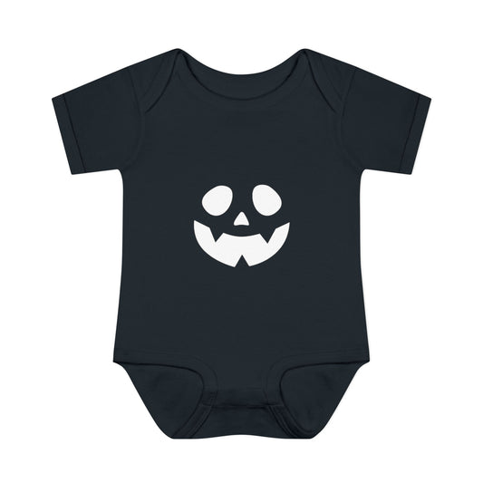 Halloween Baby Bodysuit with Pumpkin Face (White)