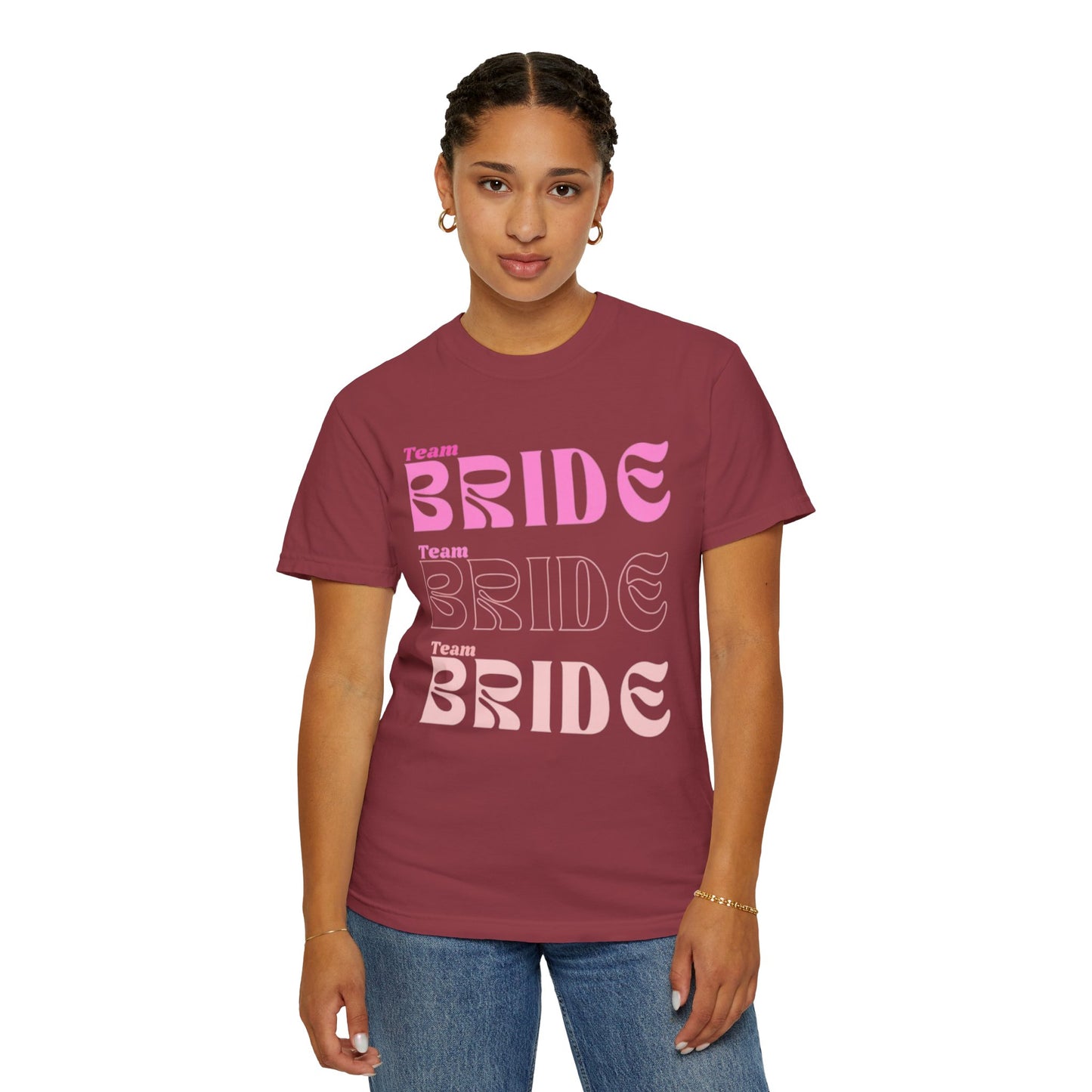 Team Bride Pink Text Tshirt