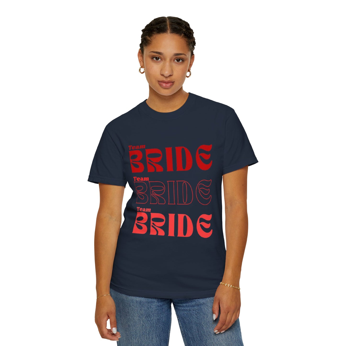 Team Bride Red Text Tshirt