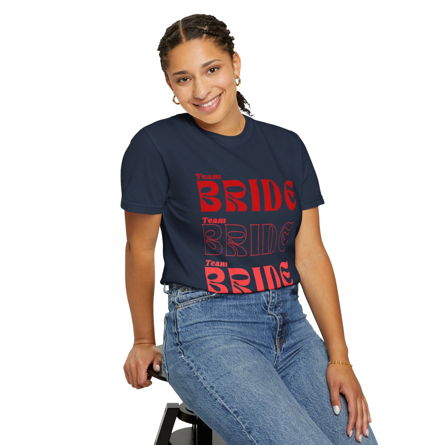 Team Bride Red Text Tshirt