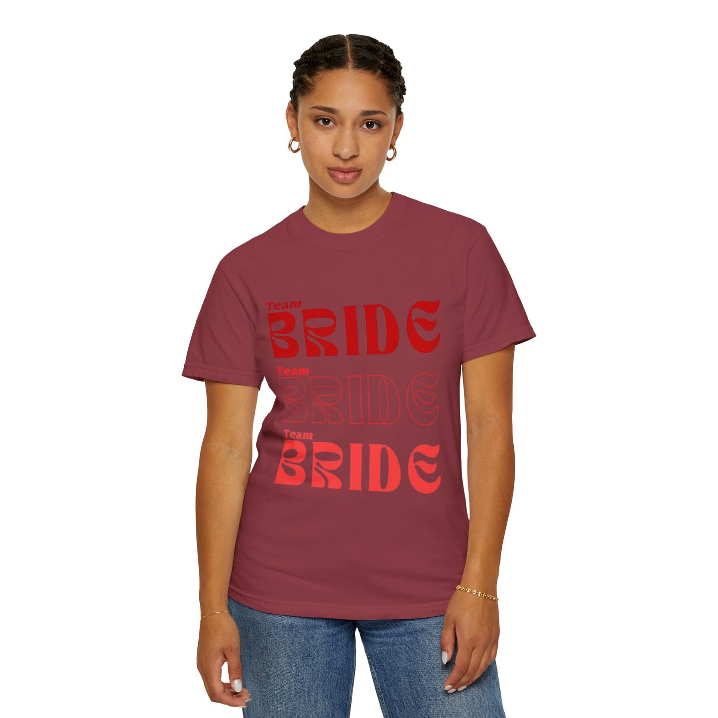 Team Bride Red Text Tshirt