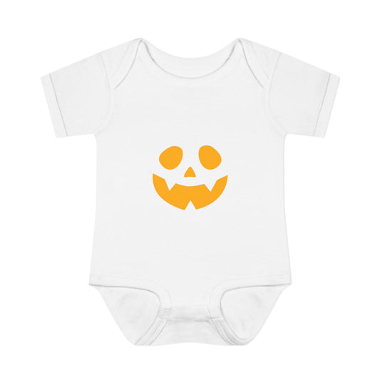Halloween Baby Bodysuit with Pumpkin Face (Orange)