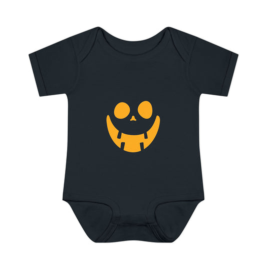Infant Bodysuit with Playful Face Design (Orange)