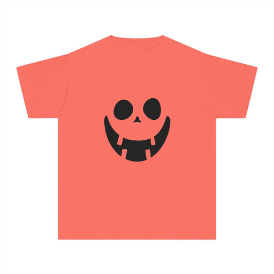 Youth Midweight Tee with Playful Face Design (Black)
