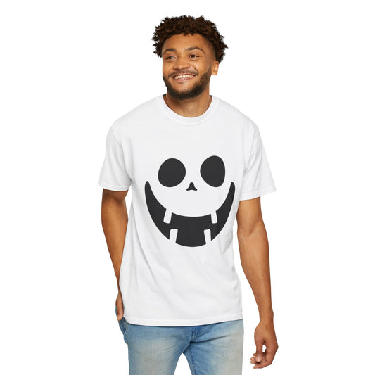 Smiley Face Halloween T-shirt (Black) - Unisex Garment-Dyed Tee