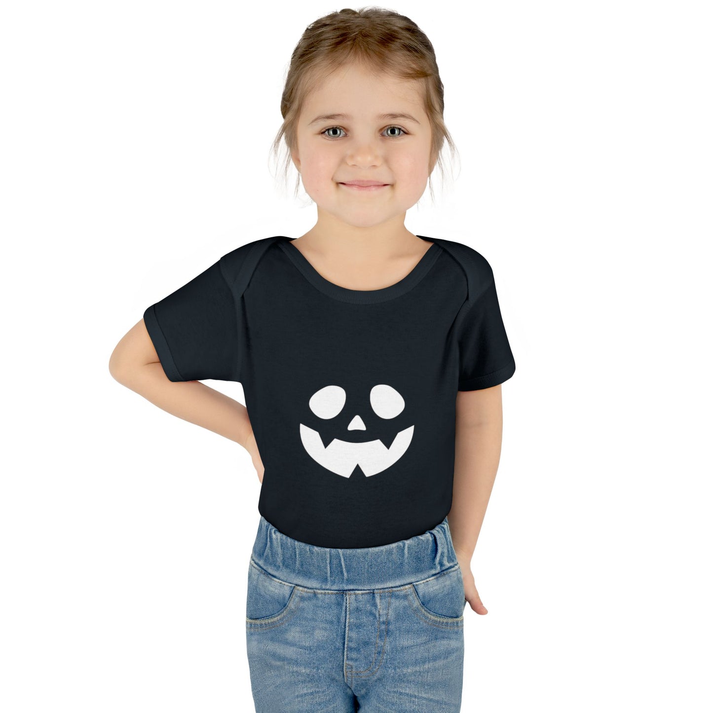 Halloween Baby Bodysuit with Pumpkin Face (White)