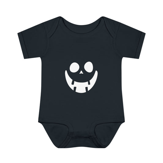 Infant Bodysuit with Playful Face Design (White)
