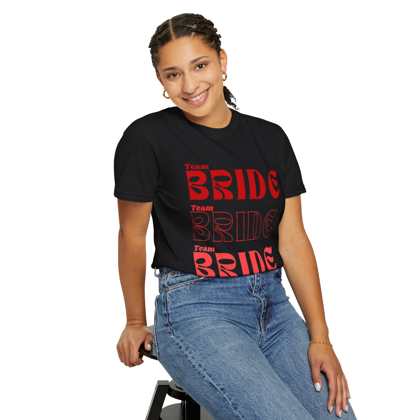 Team Bride Red Text Tshirt