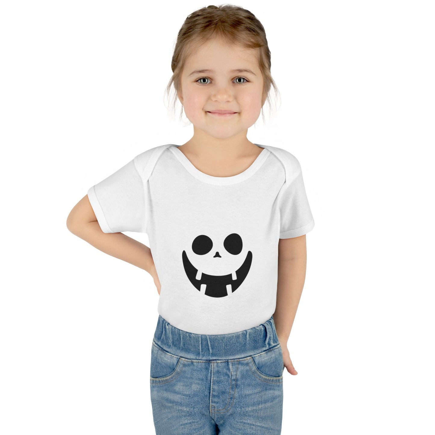 Infant Bodysuit with Playful Face Design (Black)