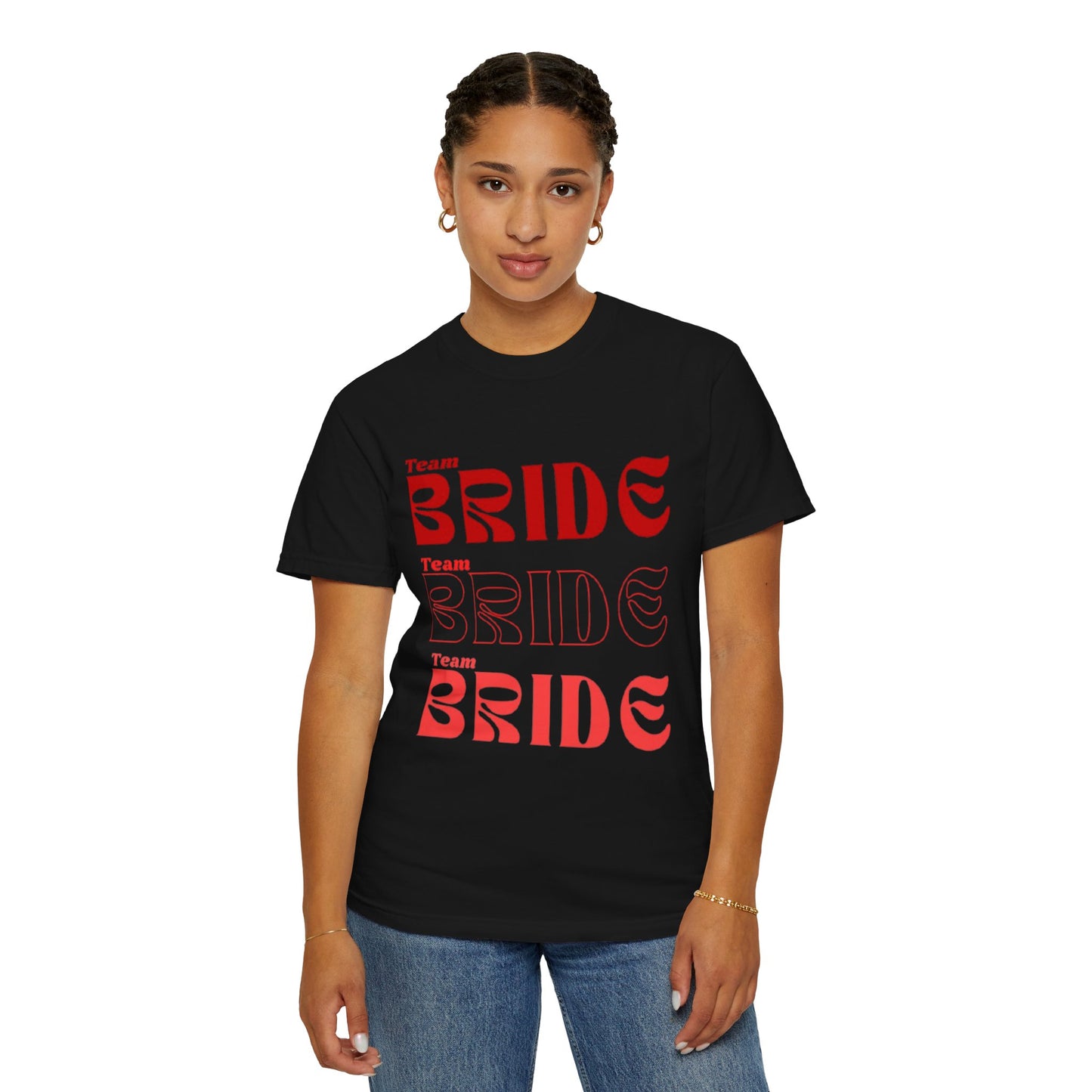Team Bride Red Text Tshirt
