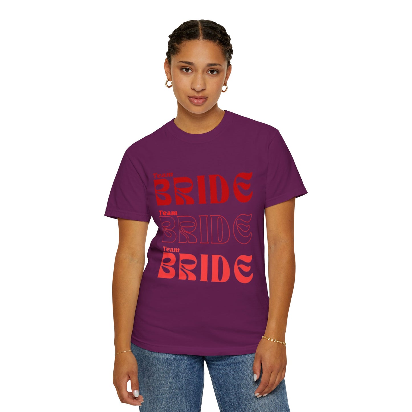 Team Bride Red Text Tshirt