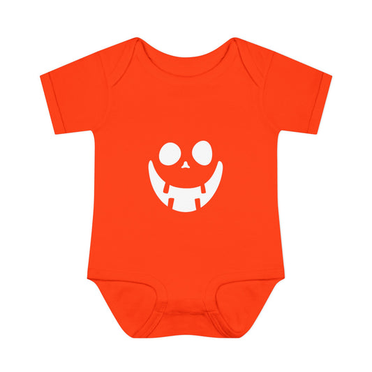 Infant Bodysuit with Playful Face Design (White)