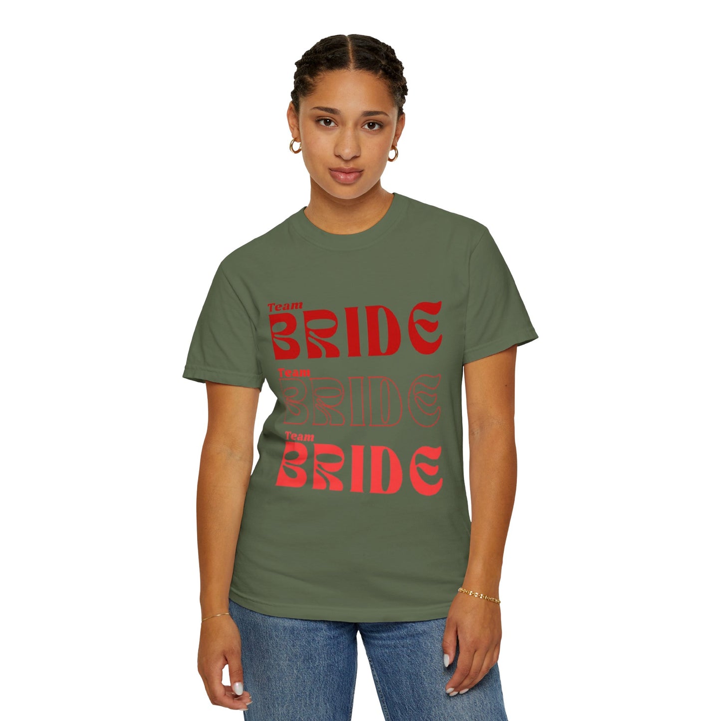 Team Bride Red Text Tshirt
