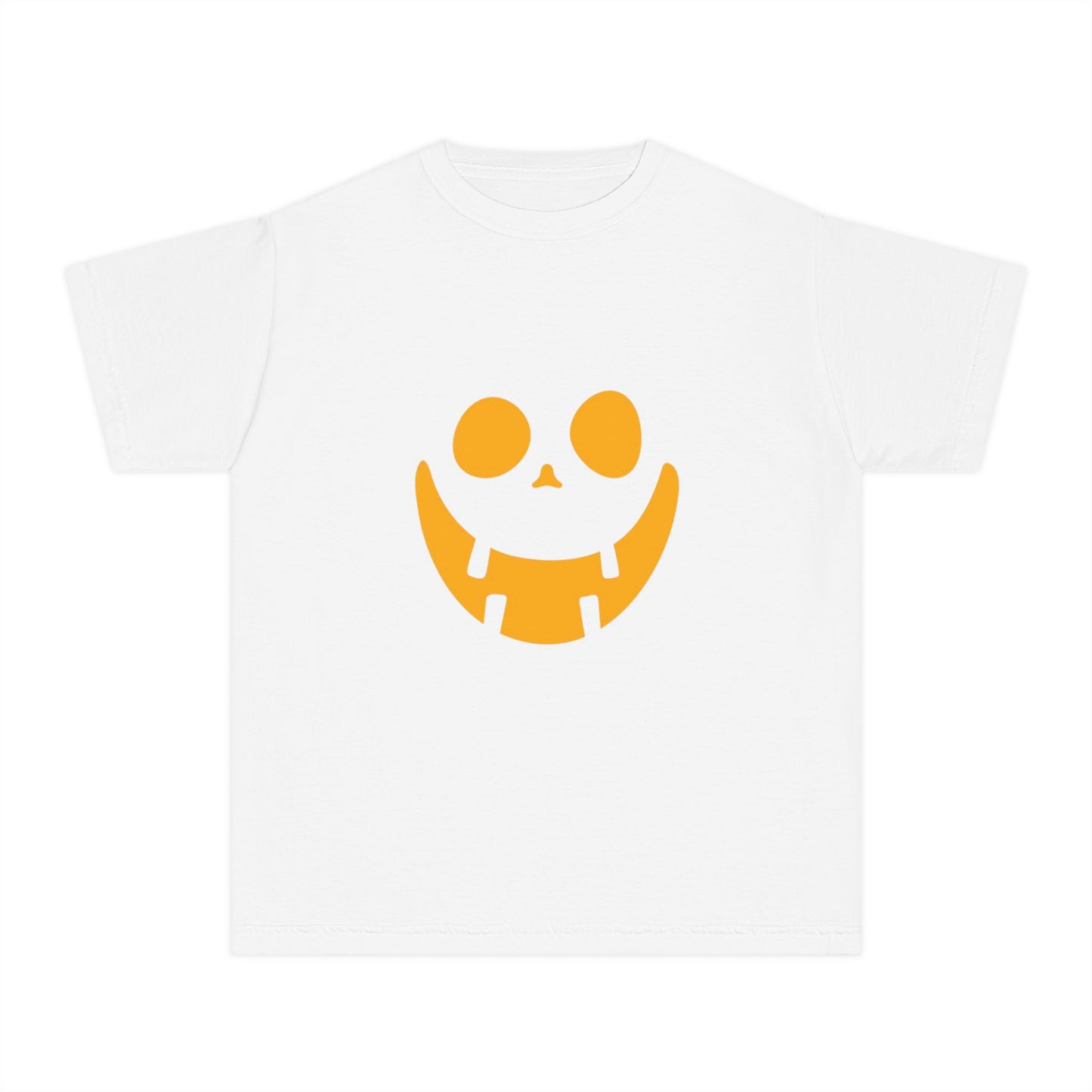 Youth Midweight Tee with Playful Face Design (Orange)