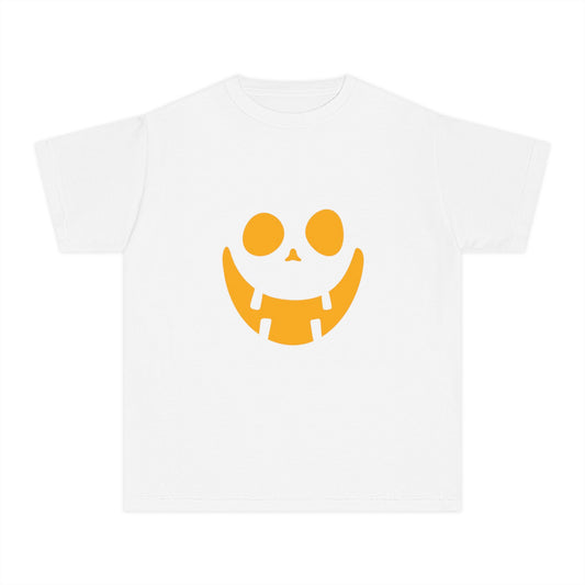 Youth Midweight Tee with Playful Face Design (Orange)