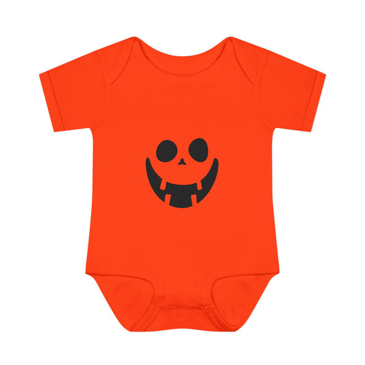 Infant Bodysuit with Playful Face Design (Black)