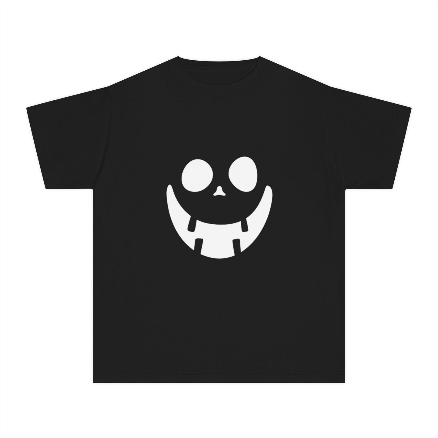 Youth Midweight Tee with Playful Face Design (White)