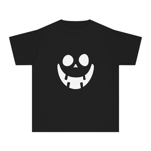 Youth Midweight Tee with Playful Face Design (White)