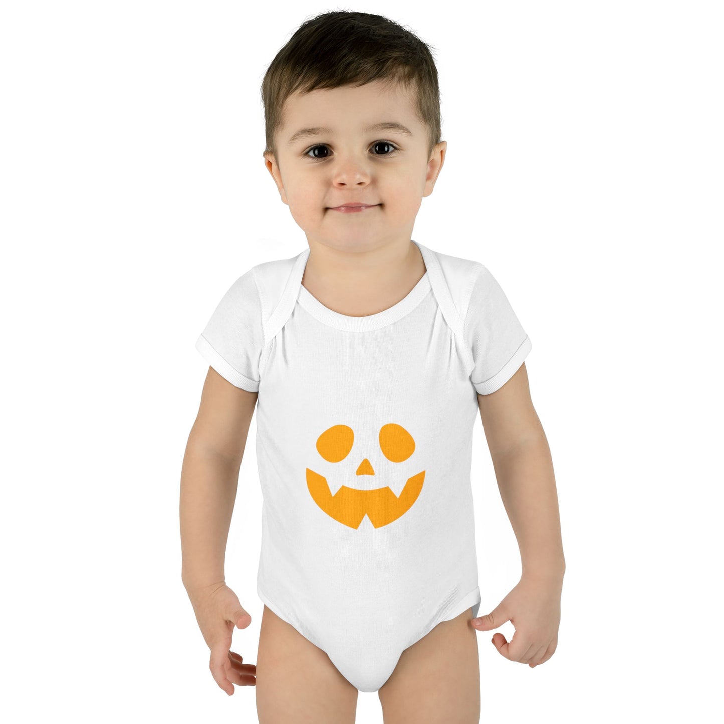 Halloween Baby Bodysuit with Pumpkin Face (Orange)
