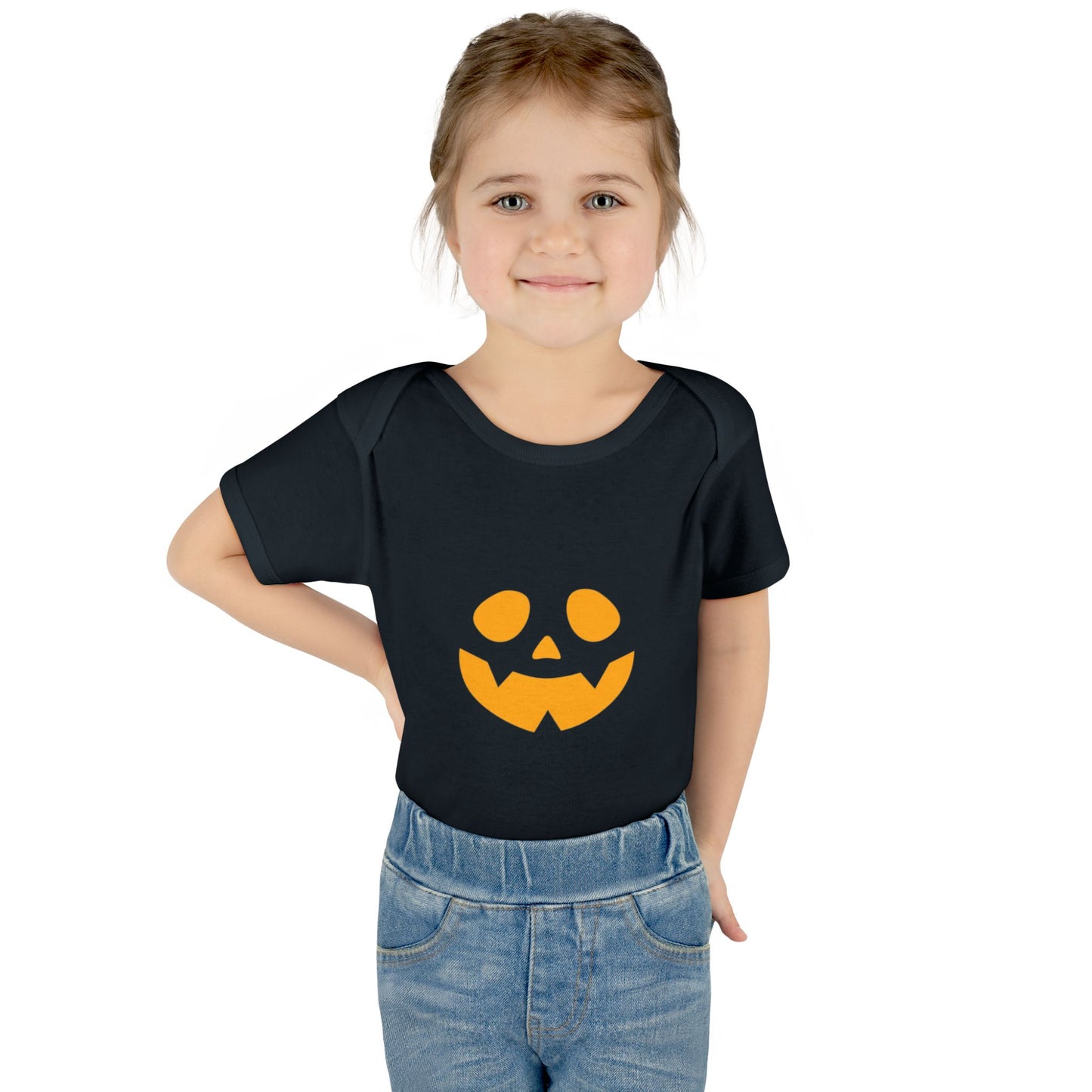 Halloween Baby Bodysuit with Pumpkin Face (Orange)
