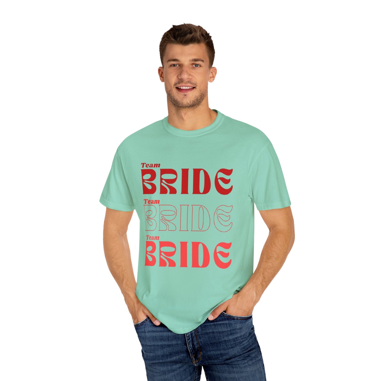 Team Bride Red Text Tshirt