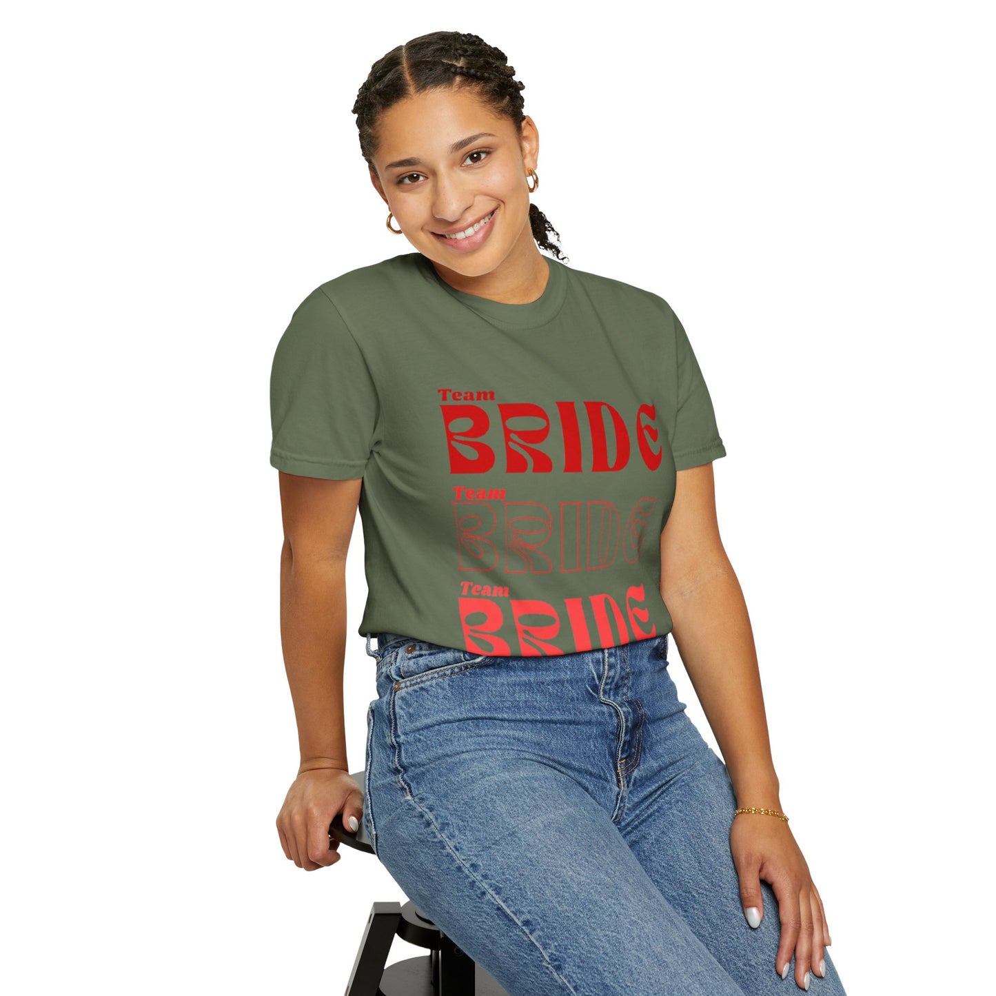 Team Bride Red Text Tshirt