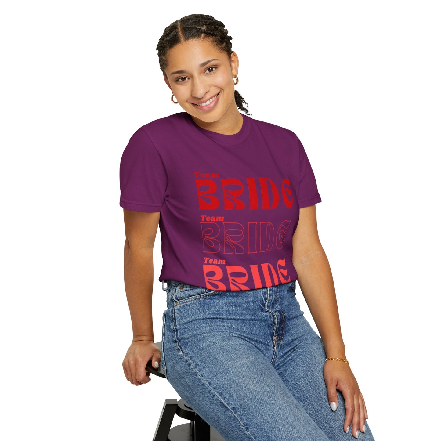 Team Bride Red Text Tshirt