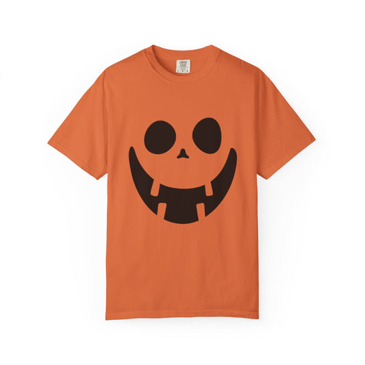 Smiley Face Halloween T-shirt (Black) - Unisex Garment-Dyed Tee