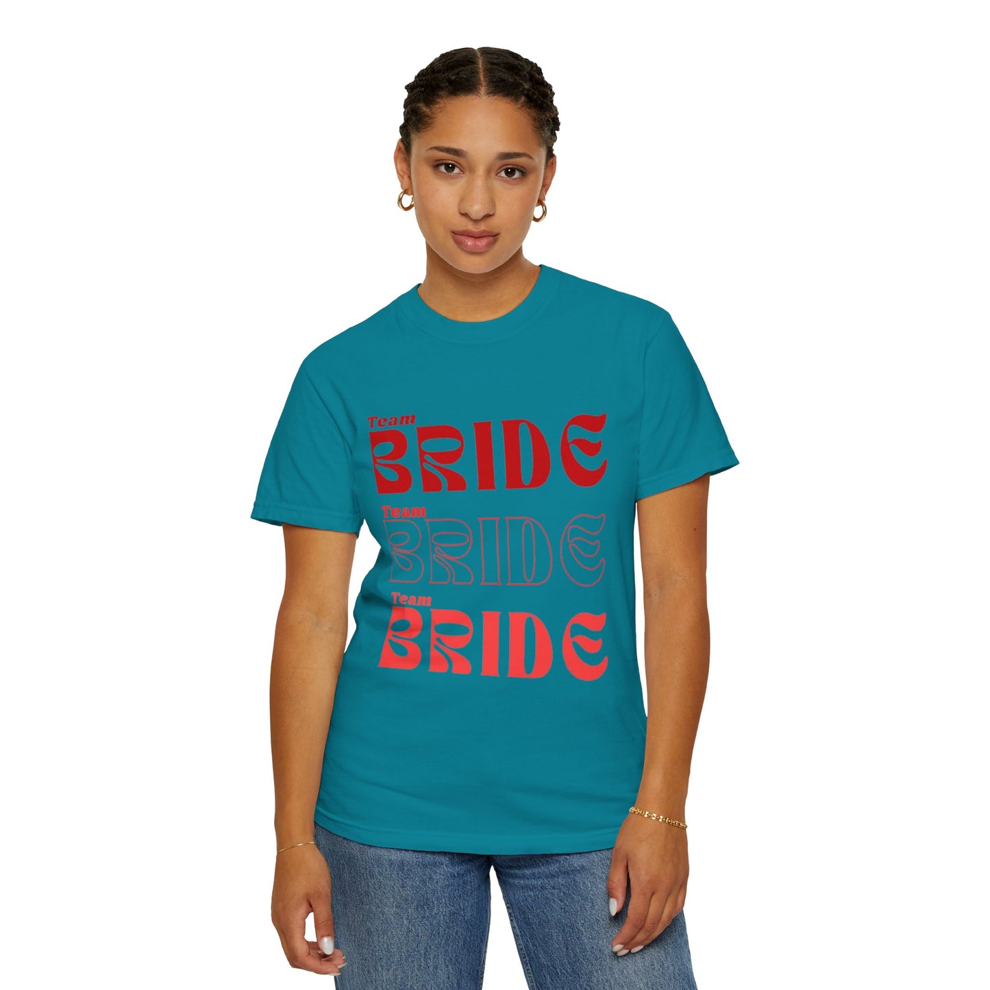 Team Bride Red Text Tshirt